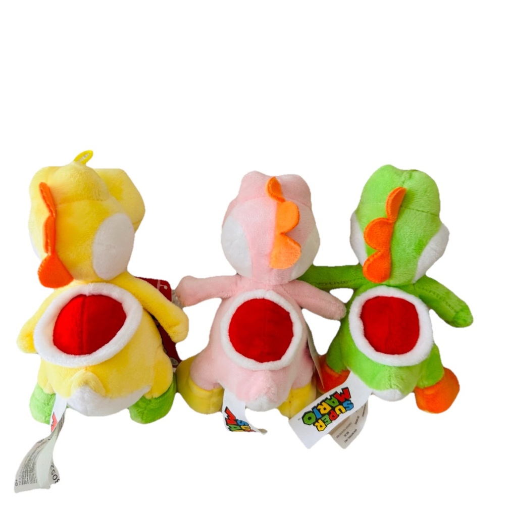 Set of 3 Nintendo Yoshi Stuffed Animals Yellow, Pink & Green Plush Toy 7” - Picture 2 of 5